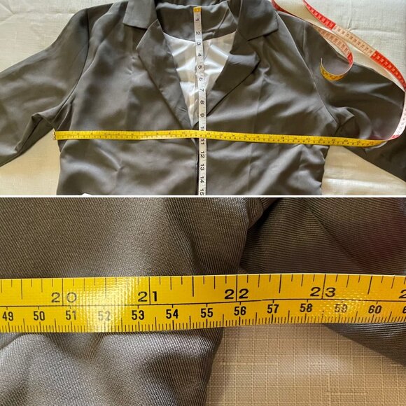 Casual Oversized Long Taupe Gray Blazer Womens sz XL Long Sleeve Open Front - Picture 9 of 11